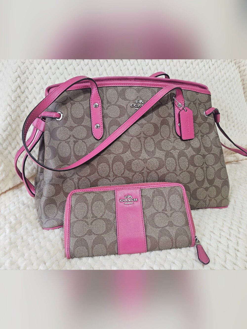 Coach Brown Signature Shoulder Bag  and Wallet